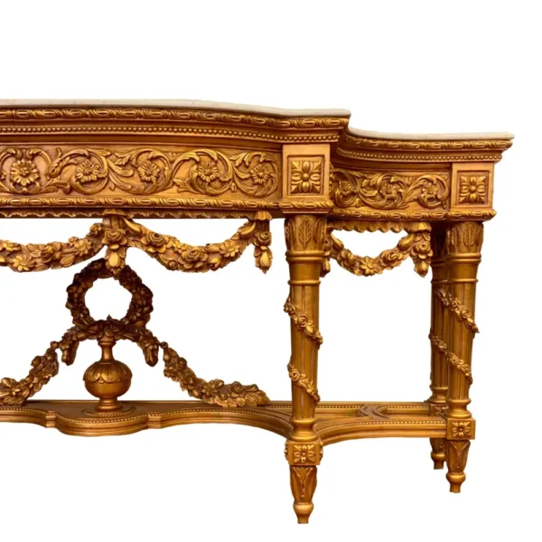 Italian 19th century Louis XVI style carved and gilt wood grand console with mirror - Image 2