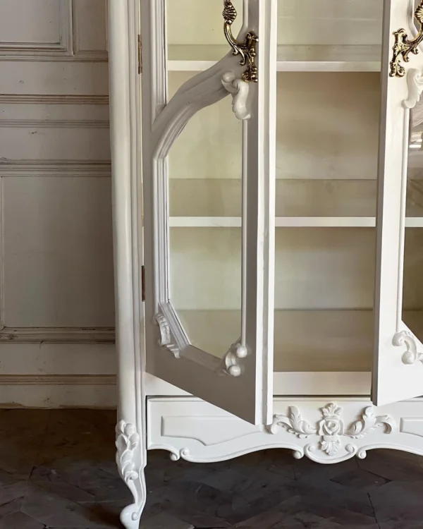 Louis XV Teakwood Armoire with Glass Doors - Image 2